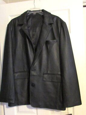 NWT ROUNDTREE & YORKE Black Lambskin Leather Blazer Size L